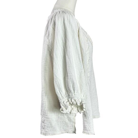 Free People Bohemian Gauze Lucy Solid Swing Top in White Size XL Cottage - Picture 13 of 16
